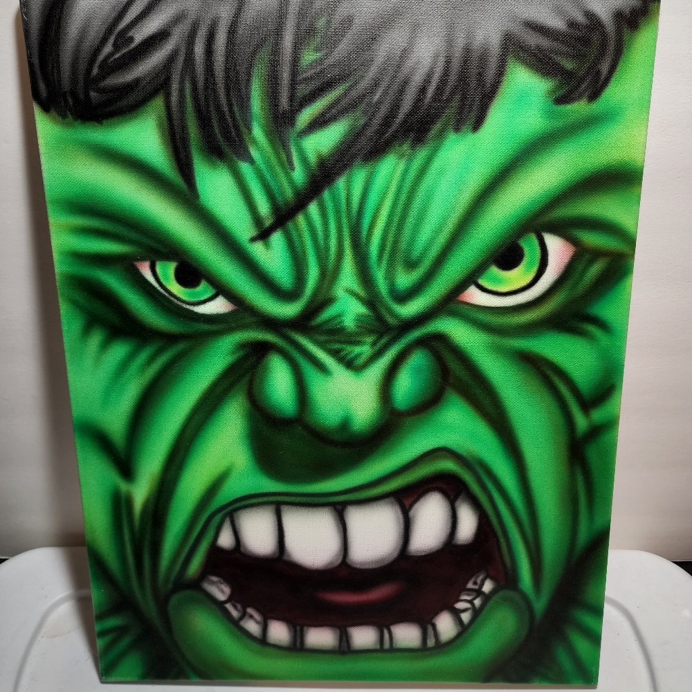 The Hulk Custom Airbrushed Painting On 18"×14" Canvas.